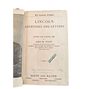 Academy Classics Abraham Lincoln Addresses and Letters Allyn and Bacon 1924
